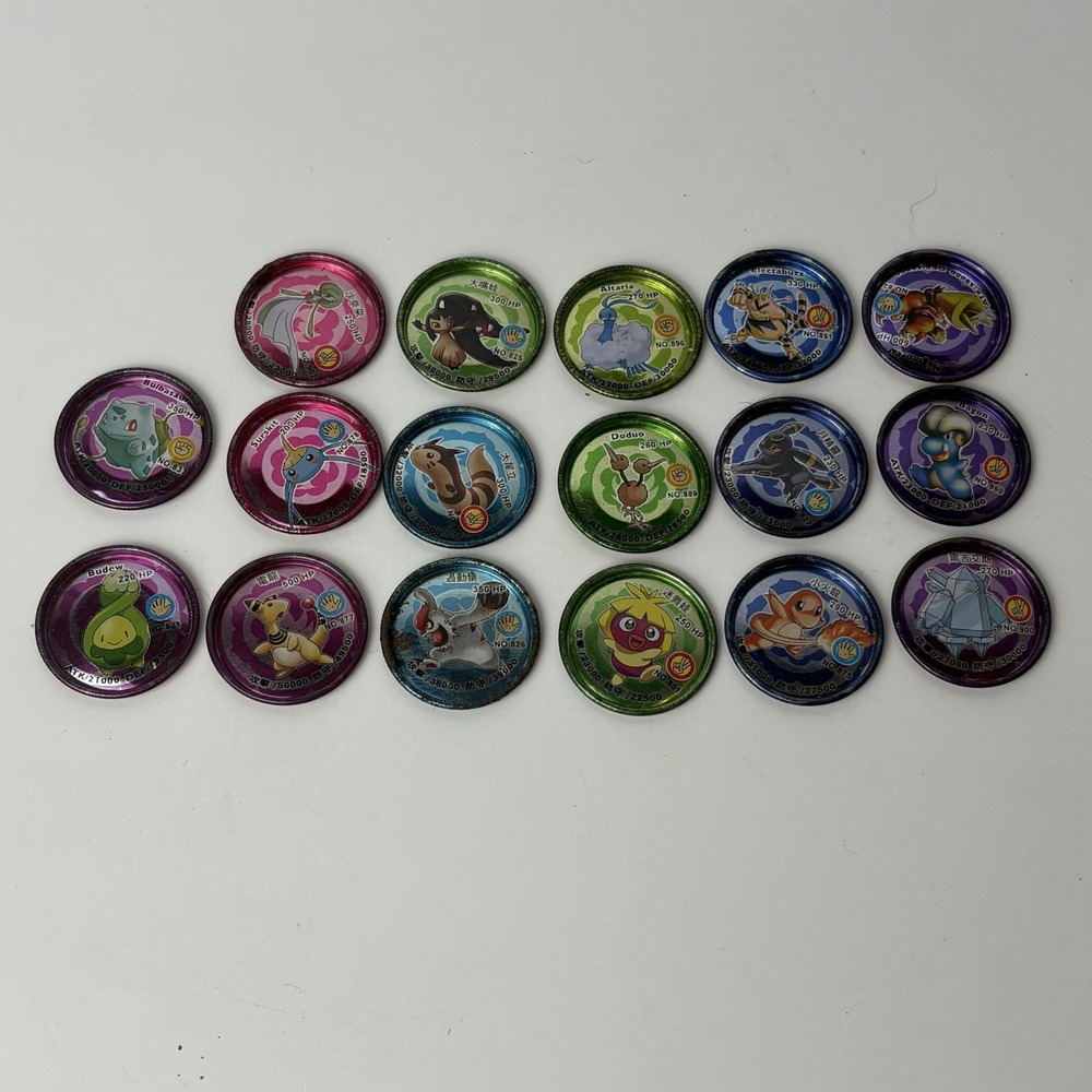 Lot Of 17 POKEMON Tazos Metal Original Pogs Sabritas RARE